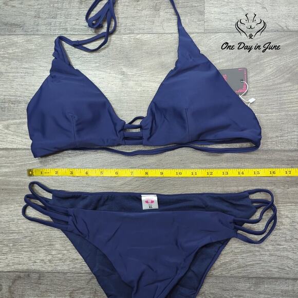 Shekini Halter Cut Out Strappy Bikini Swimsuit Size M - Picture 3 of 4